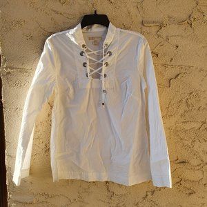 Michael Kors White Lace Up Blouse